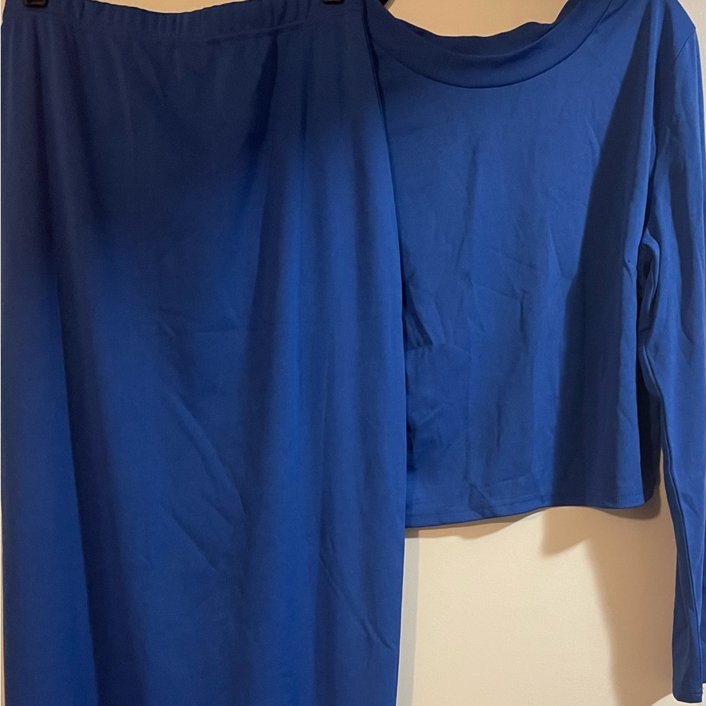 Ladies Blue 2pcs skirt and top